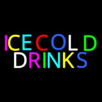 Multi Colored Ice Cold Drinks Neonskylt