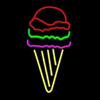 Multi Colored Ice Cream Cone Logo Neonskylt