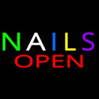 Multi Colored Nails Open Neonskylt
