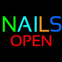 Multi Colored Nails Red Open Neonskylt