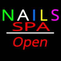 Multi Colored Nails Spa Open White Line Neonskylt