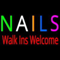 Multi Colored Nails Walk Ins Welcome Neonskylt