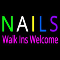 Multi Colored Nails Walk Ins Welcome Neonskylt