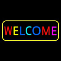 Multi Colored Welcome Bar With Yellow Border Neonskylt