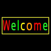 Multi Colored Welcome With Yellow Border Neonskylt