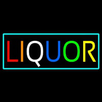 Multicolors Liquor With Turquoise Border Neonskylt