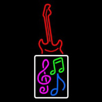 Musical Notes With Guitar Logo 1 Neonskylt