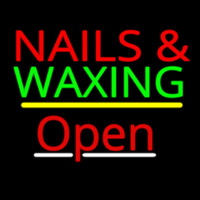 Nails And Wa ing Open Yellow Line Neonskylt