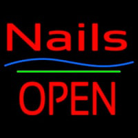 Nails Block Open Green Line Neonskylt