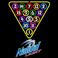 Natural Light 15 Ball Billiards Pool Beer Sign Neonskylt