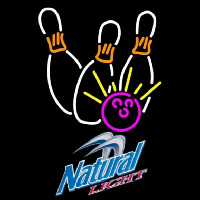 Natural Light Bowling White Pink Beer Sign Neonskylt