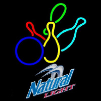 Natural Light Colored Bowlings Beer Sign Neonskylt