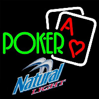 Natural Light Green Poker Beer Sign Neonskylt