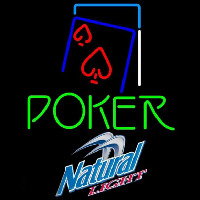 Natural Light Green Poker Red Heart Beer Sign Neonskylt