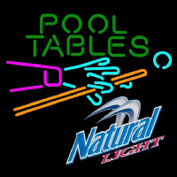 Natural Light Pool Tables Billiards Beer Sign Neonskylt