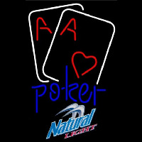 Natural Light Purple Lettering Red Heart White Cards Poker Beer Sign Neonskylt
