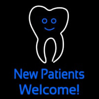 New Patients With Tooth Logo Neonskylt