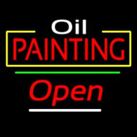 Oil Painting Green Line Open Neonskylt