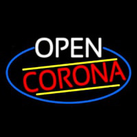 Open Corona Oval With Blue Border Neonskylt