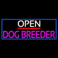 Open Dog Breeder With Blue Border Neonskylt