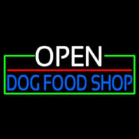 Open Dog Food Shop With Green Border Neonskylt