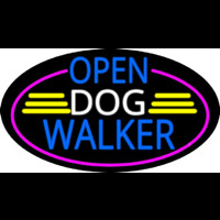 Open Dog Walker Oval With Pink Border Neonskylt
