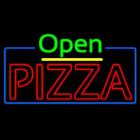 Open Double Stroke Pizza With Blue Border Neonskylt