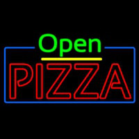 Open Double Stroke Pizza With Blue Border Neonskylt