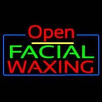 Open Green Red Facial Wa ing Blue Border Neonskylt