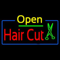 Open Hair Cut With Scissor Neonskylt