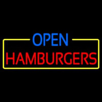 Open Hamburgers Neonskylt