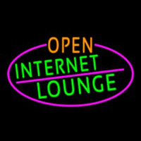 Open Internet Lounge Oval With Pink Border Neonskylt