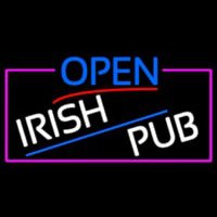 Open Irish Pub With Pink Border Neonskylt