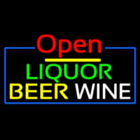Open Liquor Beer Wine Neonskylt