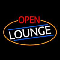 Open Lounge Oval With Orange Border Neonskylt