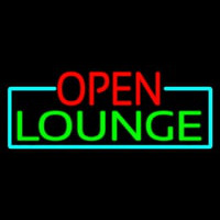 Open Lounge With Turquoise Border Neonskylt