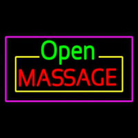 Open Massage Rectangle Pink Neonskylt