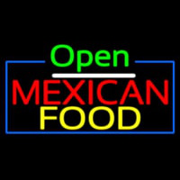 Open Me ican Food With Blue Border Neonskylt