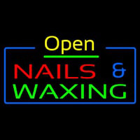 Open Nails And Wa ing Blue Border Neonskylt