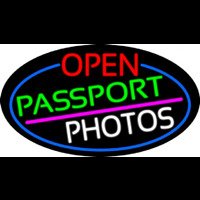 Open Passport Photos Oval With Blue Border Neonskylt