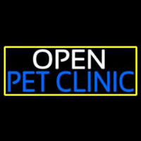 Open Pet Clinic With Yellow Border Neonskylt