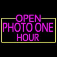 Open Photo One Hour With Yellow Border Neonskylt