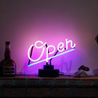 Open Pink Desktop Neonskylt