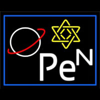 Open Psychic Blue Border Neonskylt