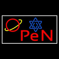 Open Psychic White Border Neonskylt