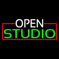 Open Studio With Red Border Neonskylt
