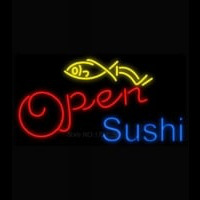 Open Sushi Fish Neonskylt