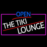 Open The Tiki Lounge With Pink Border Neonskylt