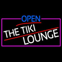Open The Tiki Lounge With Pink Border Neonskylt