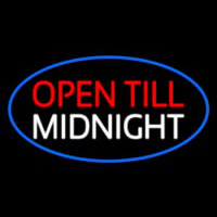 Open Till Midnight Oval Blue Neonskylt